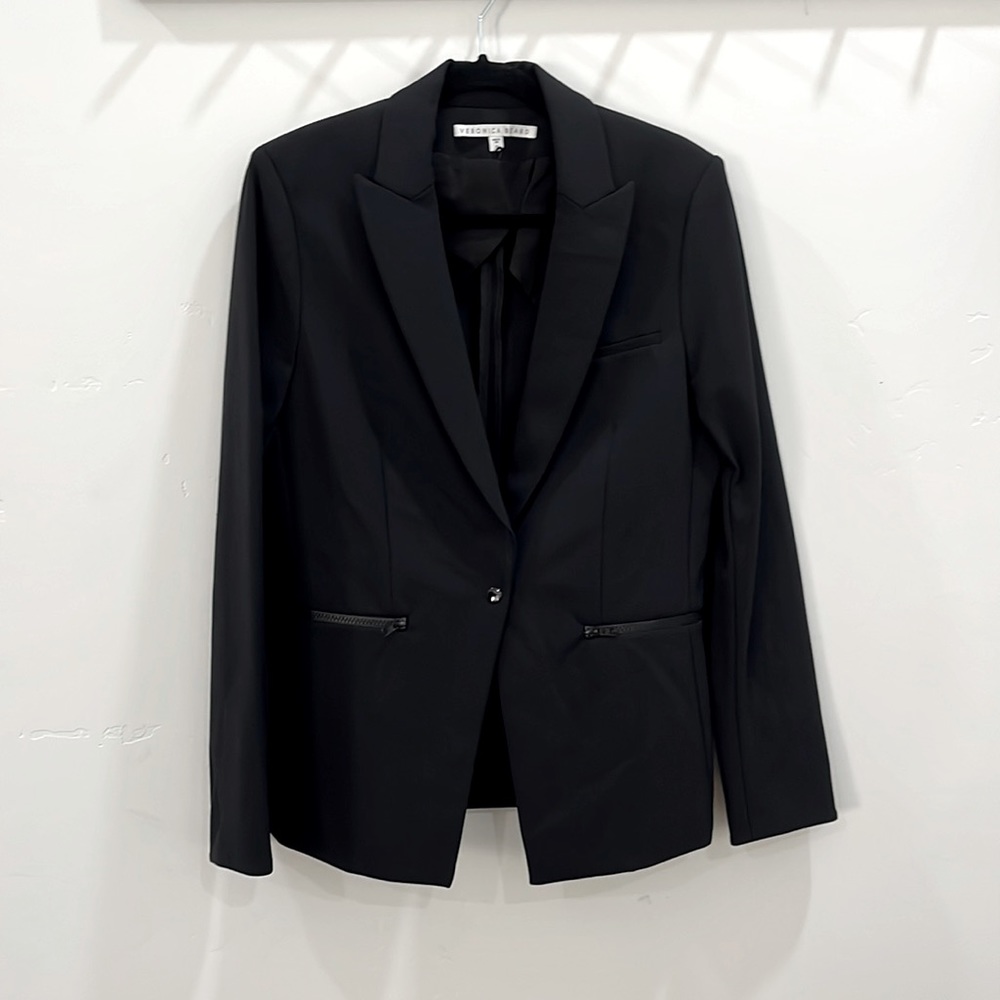 Veronica Beard Jacket Scuba Dickey Blazer Black Zipper